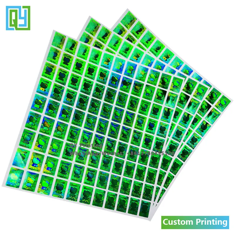 10000pcs 11x16mm 사용자 정의 인쇄 고품질 녹색 Hologam 스티커 브랜드 마크 Cosmetices 로고 레이블 색상 3D 홀로그램 물개
