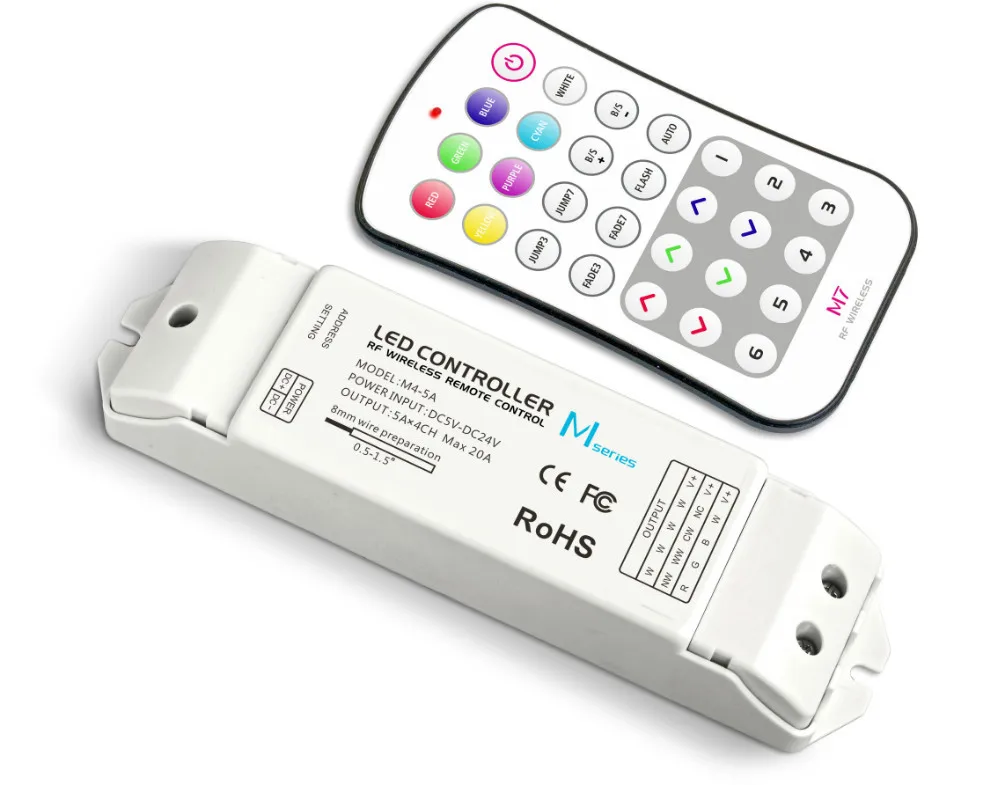 

M7+M4-5A;M7 touch remote with M4-5A CV Receiving controller;DC5V-DC24V input;5A*4CH Max 20A output