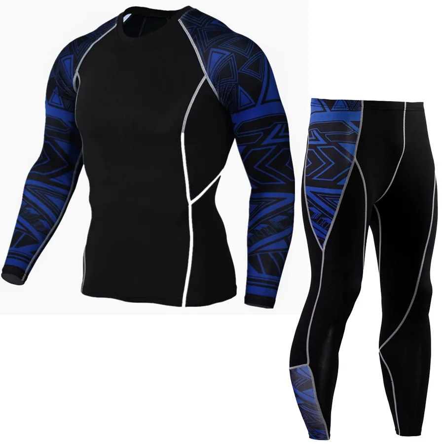 Компрессионные штаны спортивные колготки мужские облегающие леггинсы штаны для бега фитнес тренажерный зал одежда штаны для йоги комплект спортивная рубашка ММА - Цвет: Photo Color