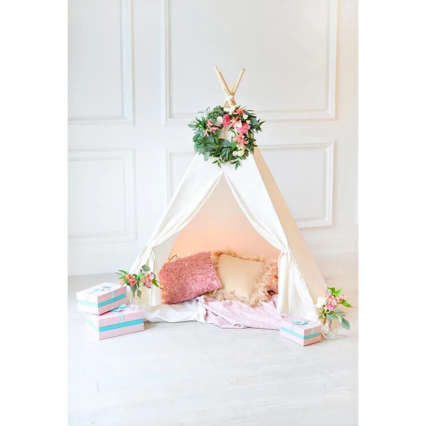 

white tent gift child play house Photo Background Photography Backdrops Quality Vinyl