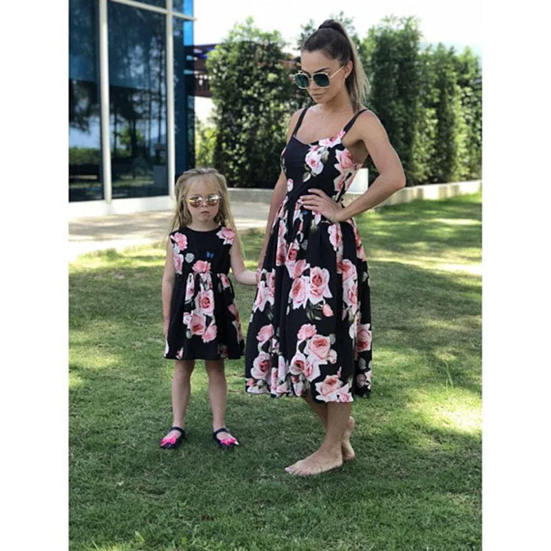 

family matching clothes 2019 spring mother daughter dress christmas mom and me kids dresses for girls love print casual boho