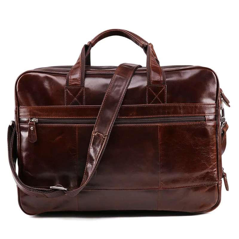 

Genuine Leather Men's Handbag Business Briefcase for Man 15 Inch Laptop Bag Crossbody Shoulder Portfolio Bag Travel Casual Tote