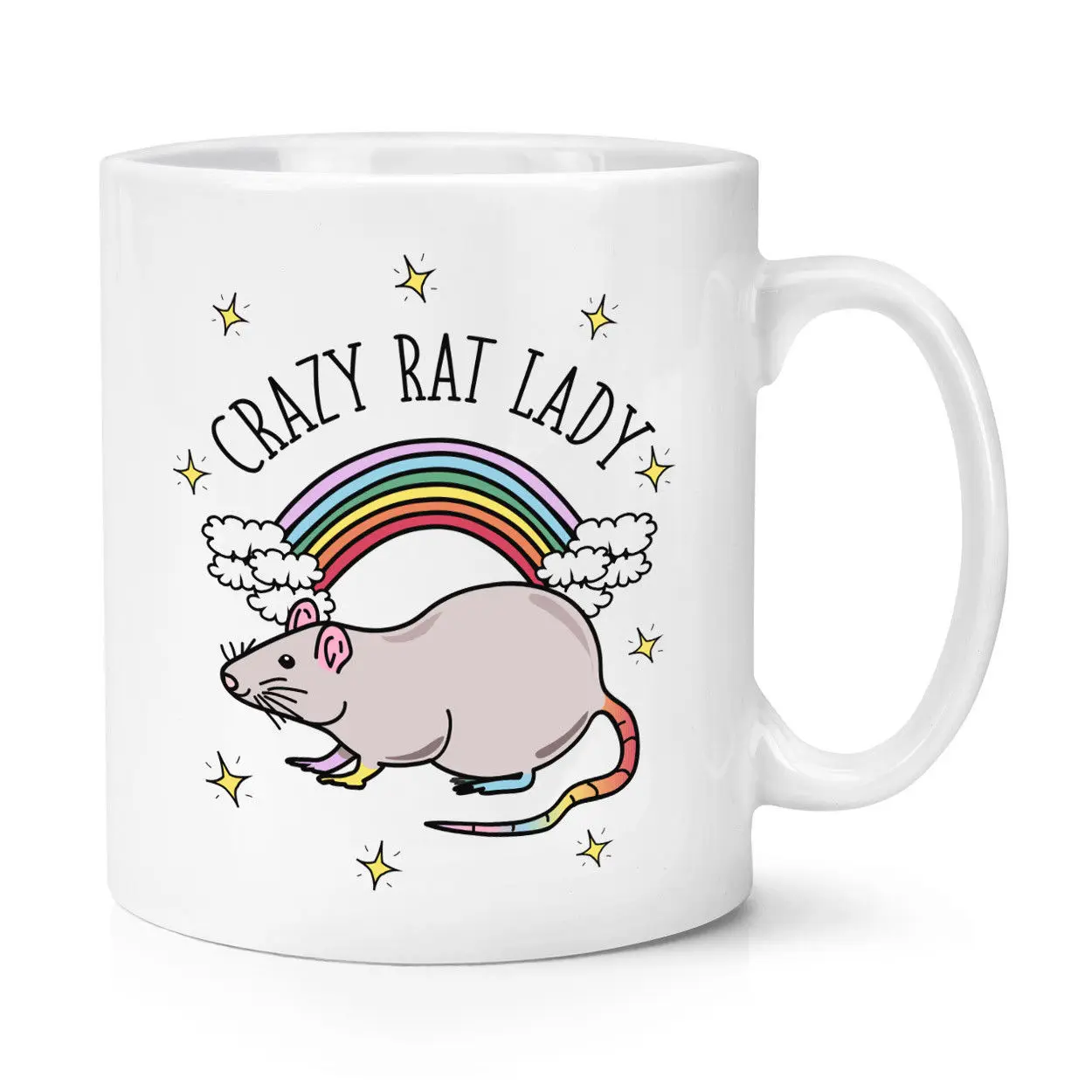 

Rainbow Crazy Rat Lady 11oz Coffee Mug Cup with Stirring Spoon - Funny