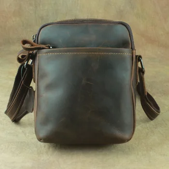 

men handmade genuine leather shoulder bags crazy horse cowhide classic soft Simple cross- body vintage messenger bag for men
