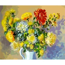 YIKEE Декоративные Холст Картина маслом по номерам, Раскраска по номерам с цветочным узором