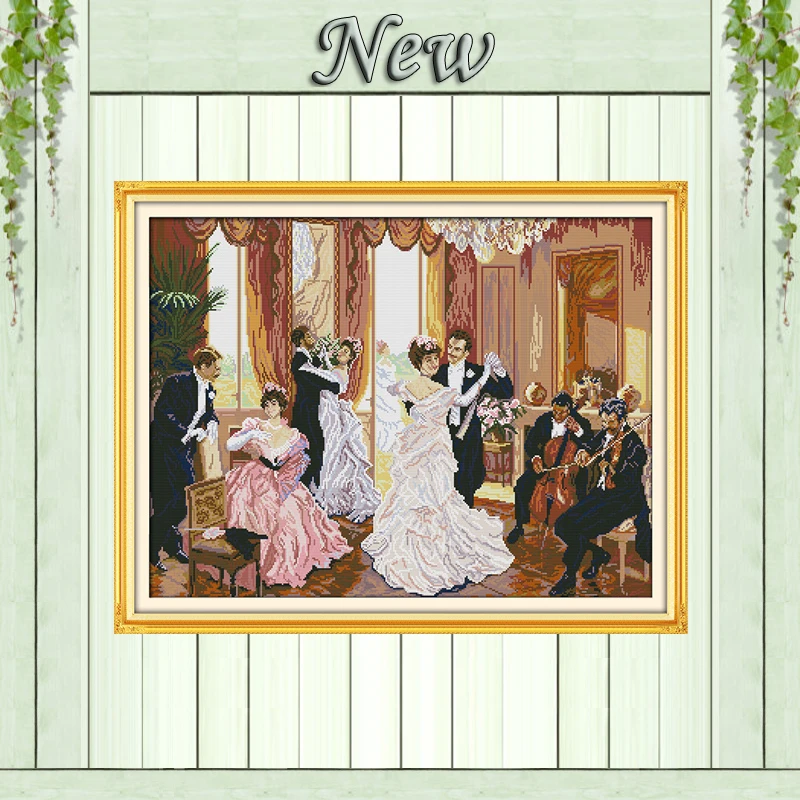 

The family party Couples dance painting counted print on canvas DIY 14CT 11CT DMC Cross Stitch kits Needlework Sets Embroidery