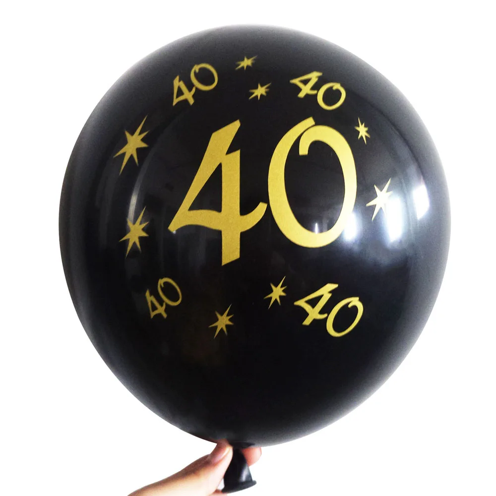 10 шт. золотистый и черный 12 дюймов латексные Количество воздушных шаров 30th 40th 50th 60th Happy День рождения украшения для взрослых Юбилей воздуха Balons