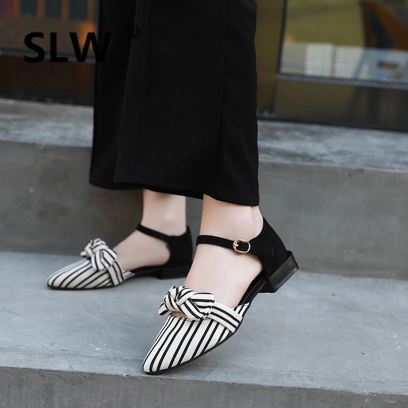 

Flock PU summer Rubber new Round Toe Butterfly-knot women 2019 Basic fashion flat Casual Buckle Strap leather woman shoes