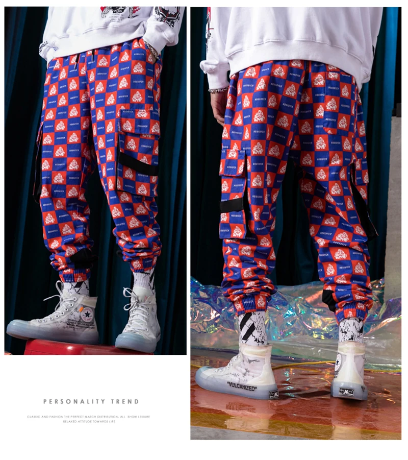 Purple Skateboard Color Pants Men Cotton Camo Hip Hop Fashion Cargo Pants  (6)