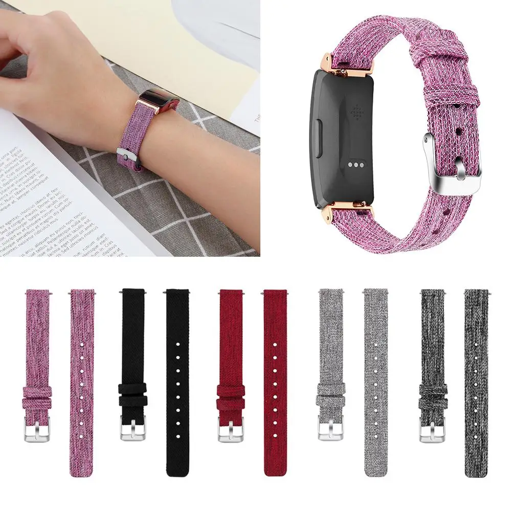 

Watch Bands For Fitbit Inspire/Inspire HR Fitness Tracker Classic Canvas Straps With Metal Connector Replacement Wristband