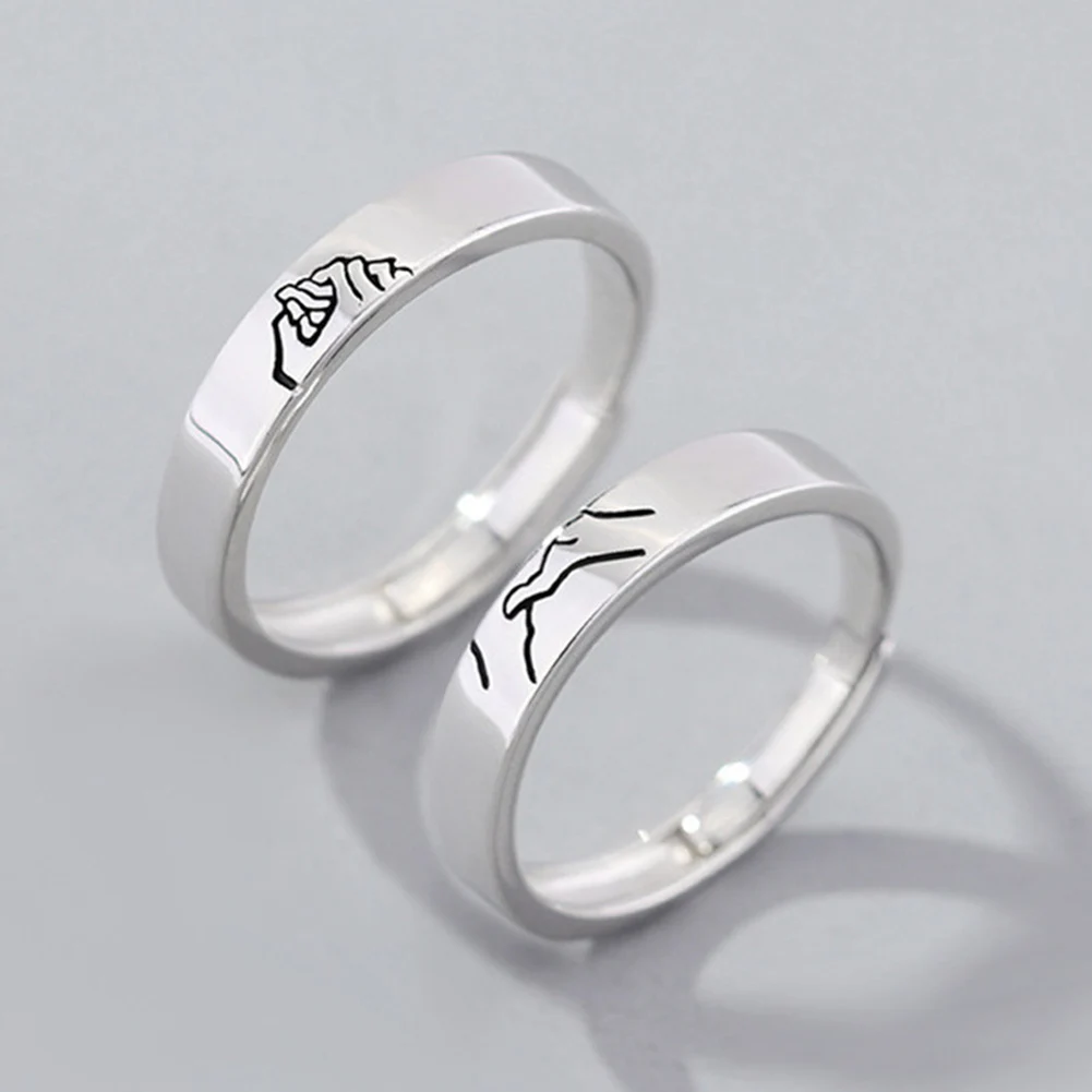 Романтические держа руки Открытое кольцо парные обручальные кольца палец кольца массивные ювелирные изделия
