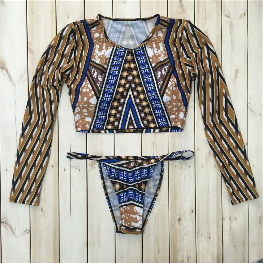 Bkning African Print Swimwear Thong Bikini Set Long Sleeve Swimsuit Women Padded Biquini 2018 Sexy Female High Waisted Swimsuits Bkning African Print Swimwear Thong Bikini Set Long Sleeve Swimsuit Women Padded Biquini 2018 Sexy Female High Waisted Swimsuits