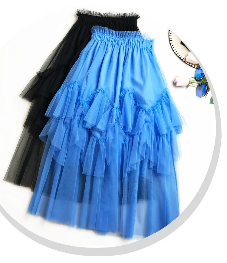 Новая высококачественная Тюлевая юбка милые юбки для женщин Лолита синий