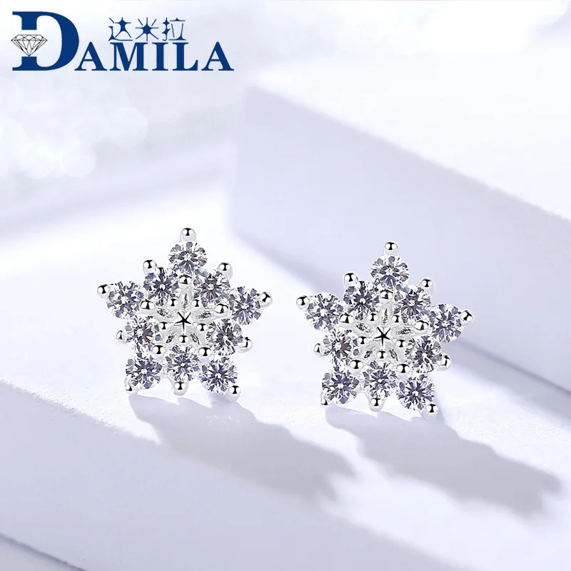 2 snowflake sutd earrings silver