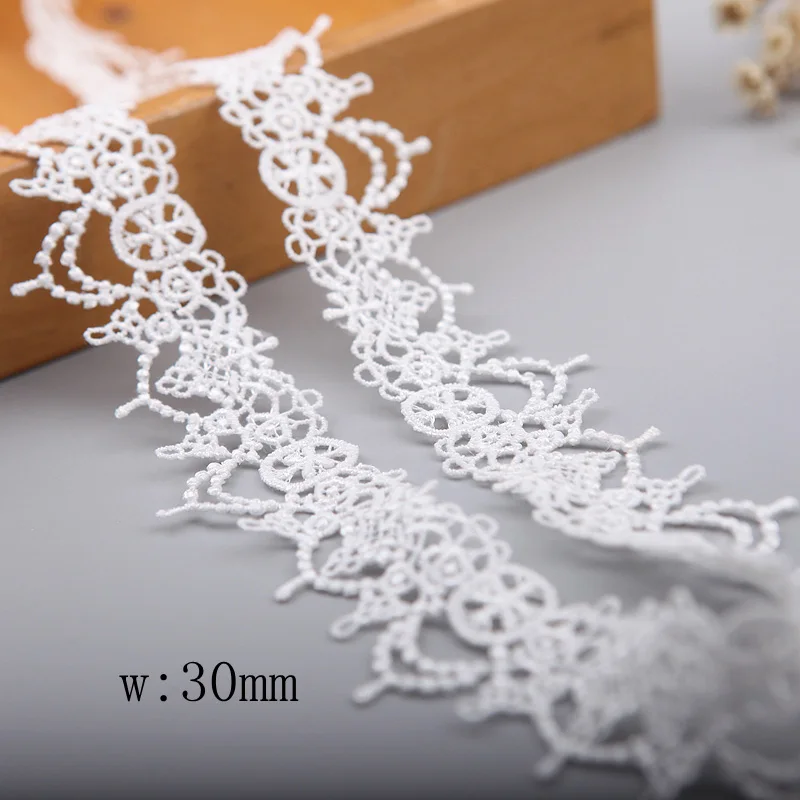 19527-865 2Yard/Lot Lace Ribbon White Lace Fabric Polyester Garment Accessories Clothes Accessories Lace Trimmings 19527 - Color: 19527-865