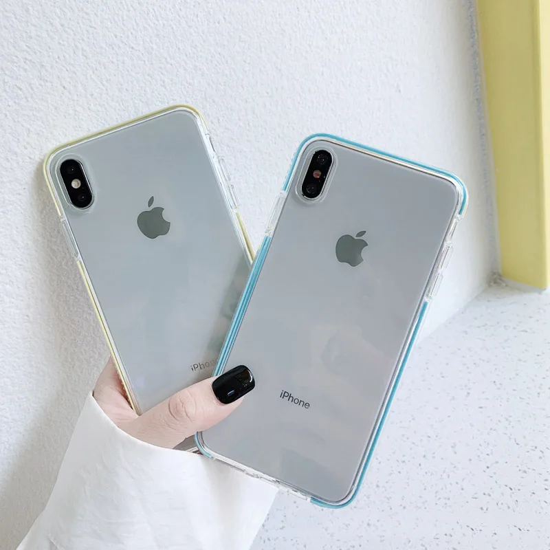 

Simple Transparent Soft Phone Case For iphone X XR XS Max Case For iphone 6 6s 7 8 plus Back Cover Colorful Bumper Crystal Capa