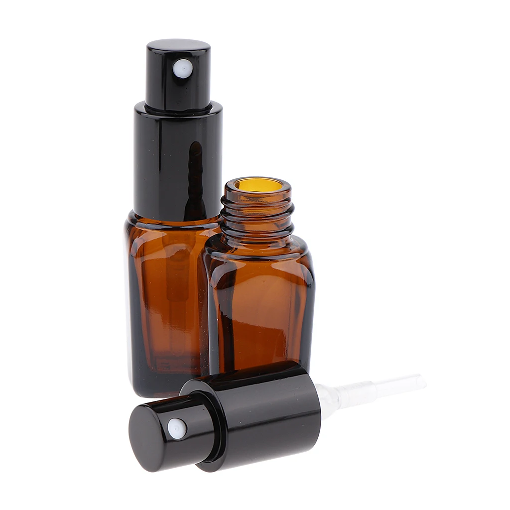 Kesoto 2pcs Brown Empty Glass Fine Mist Pump Spray Bottles for Perfume Toner Atomizer Container