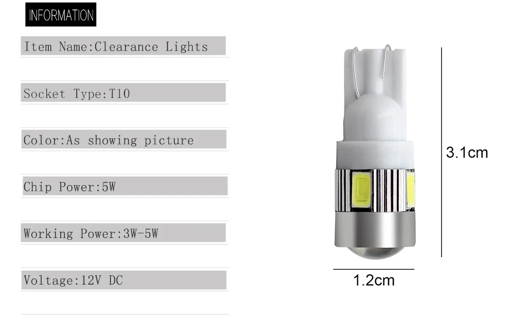 T10 W5W светодиодный фары 168 194 автомобилей Клин боковые лампочки белый 6000 К Авто купол дверная Карта огни 5630 6SMD 10SMD 6 10 Smd СВЕТОДИОДНЫЙ DC12V 1 шт