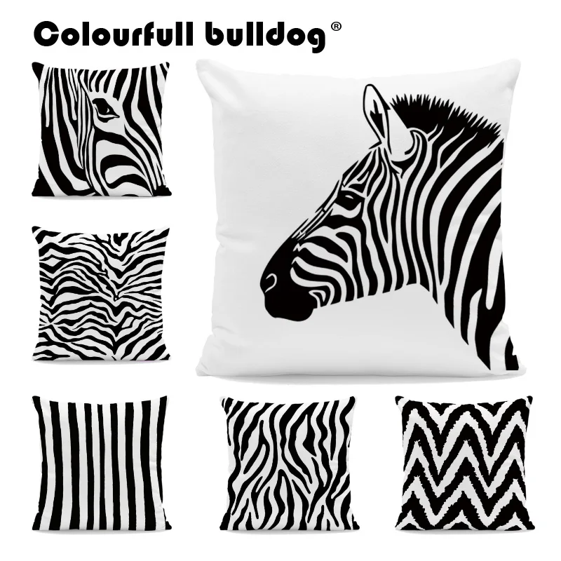 

White and Black Zebra Throw Pillow Cases Geometry Striped Cushion Covers Home Living Room Office Couch Decoration Throw Pillows