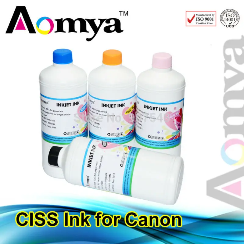 

5x1000ml Aomya top quality 1000ml pigment ink compatible for Canon iPF510 iPF 610 iPF710 printers, smooth printing, no clogging