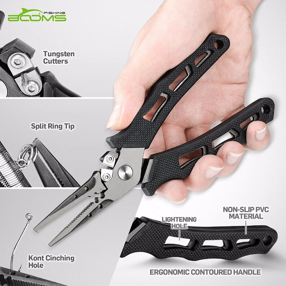 Online Booms Fishing 420 Stainless Steel Fishing Pliers Nickel Plating Multifunction Braid Cutters Hook Remove Fishing Tackle Tools