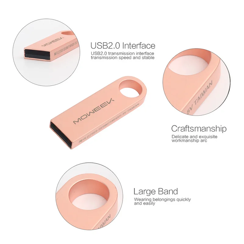 Moweek USB Flash 64 GB 32 GB 16 GB 8 GB 4 Гб Флеш накопитель 128 GB флешки Водонепроницаемый Металлический USB 2,0 Flash Drive cel usb stick для подарка