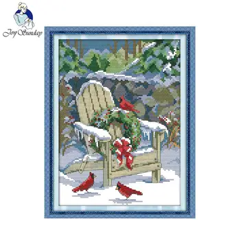 

Precise Printed Christmas Snow Pattern Cross Stitch Sets For Embroidery Kits Thread Counted Cross-Stitching