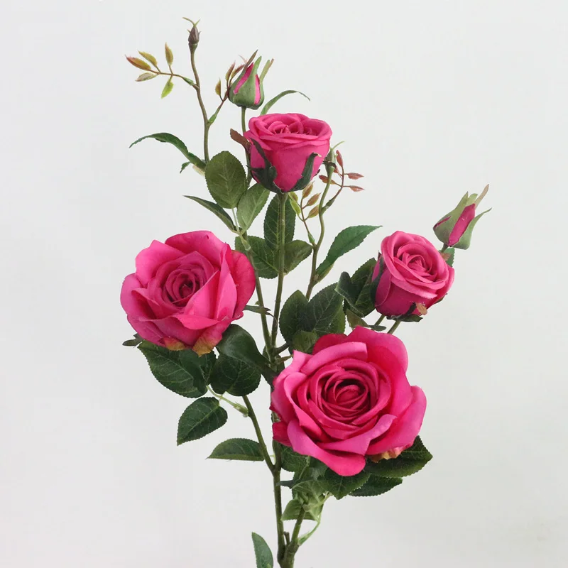 JAROWN искусственные 6 голов розы Шелковые цветы искусственные цветы для свадьбы, дома, вечерние украшения стола - Цвет: 1pcs 6head rose red