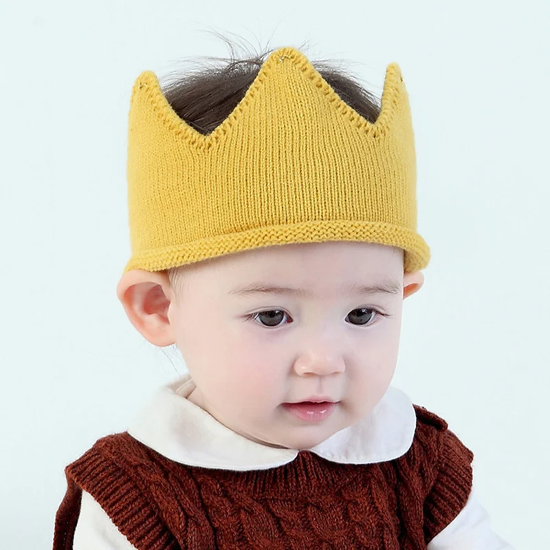 Симпатичные Корона Baby Шапка-бини модные детские для маленьких девочек вязаная шапка Корона детская шапка для мальчиков осень От 6 до 10