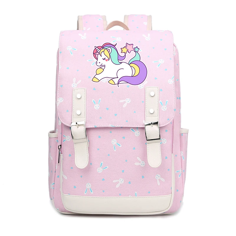 Милые школьные сумки с единорогом для девочек-подростков, рюкзак с радужным принтом единорога, женский рюкзак для путешествий, розовые сумки из парусины