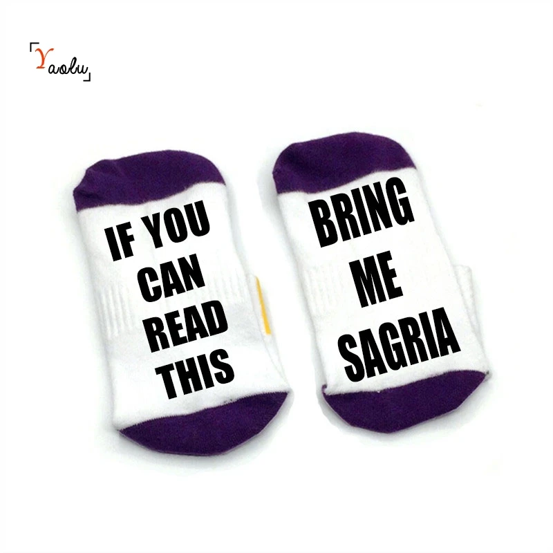White purple Если вы можете прочесть эти носки, дайте мне Sagria латте удобные хлопковые носки мужские и женские носки до щиколотки с милыми поговорками - Цвет: White purple