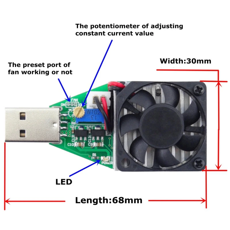 USB Регулируемая Постоянный ток Электронные нагрузки тестер для УМБ с охлаждающим вентилятором