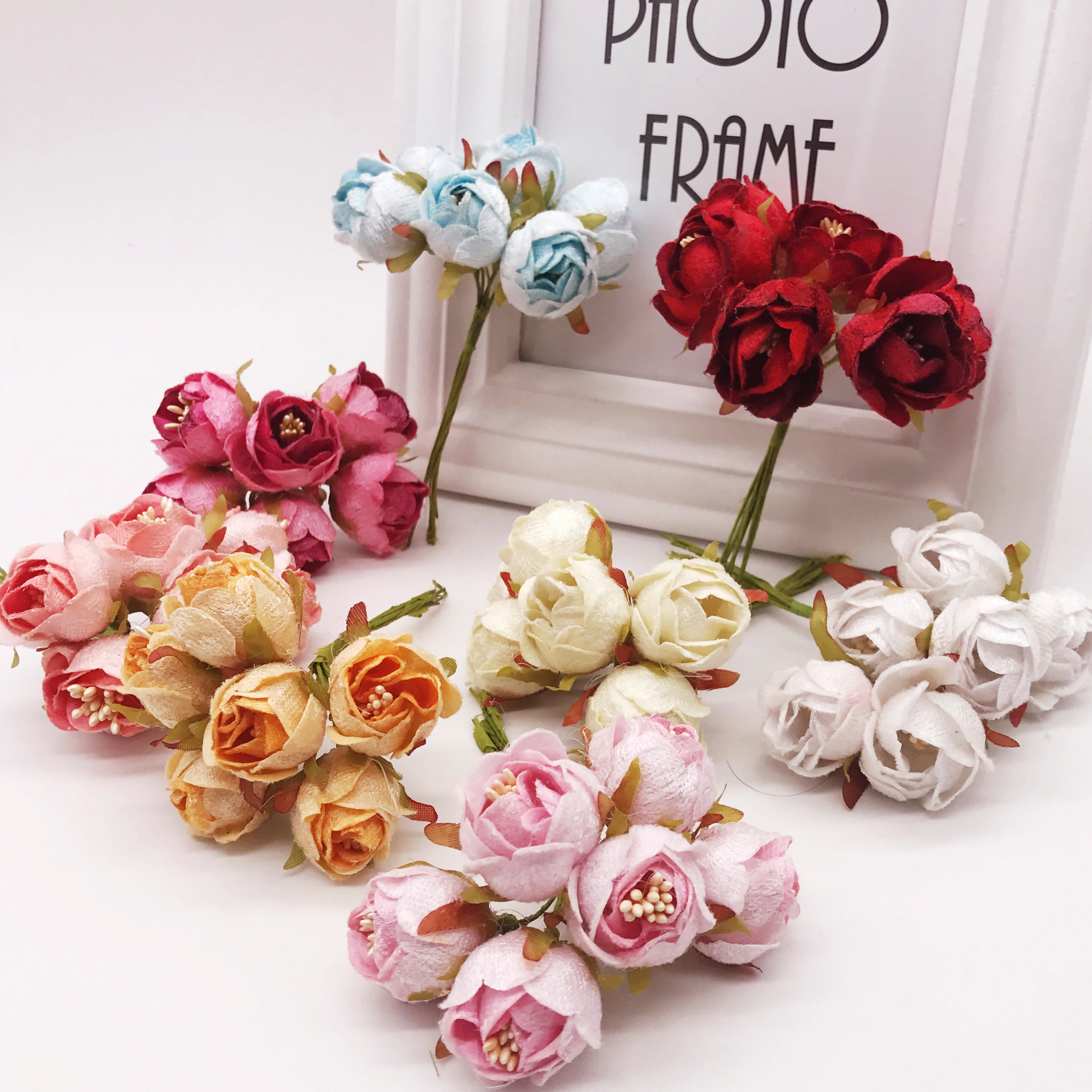 6 шт./лот мини шелковая искусственная Роза Цветы свадебное оформление букета бумага цветок для DIY скрапбукинг ручной работы цветок шар