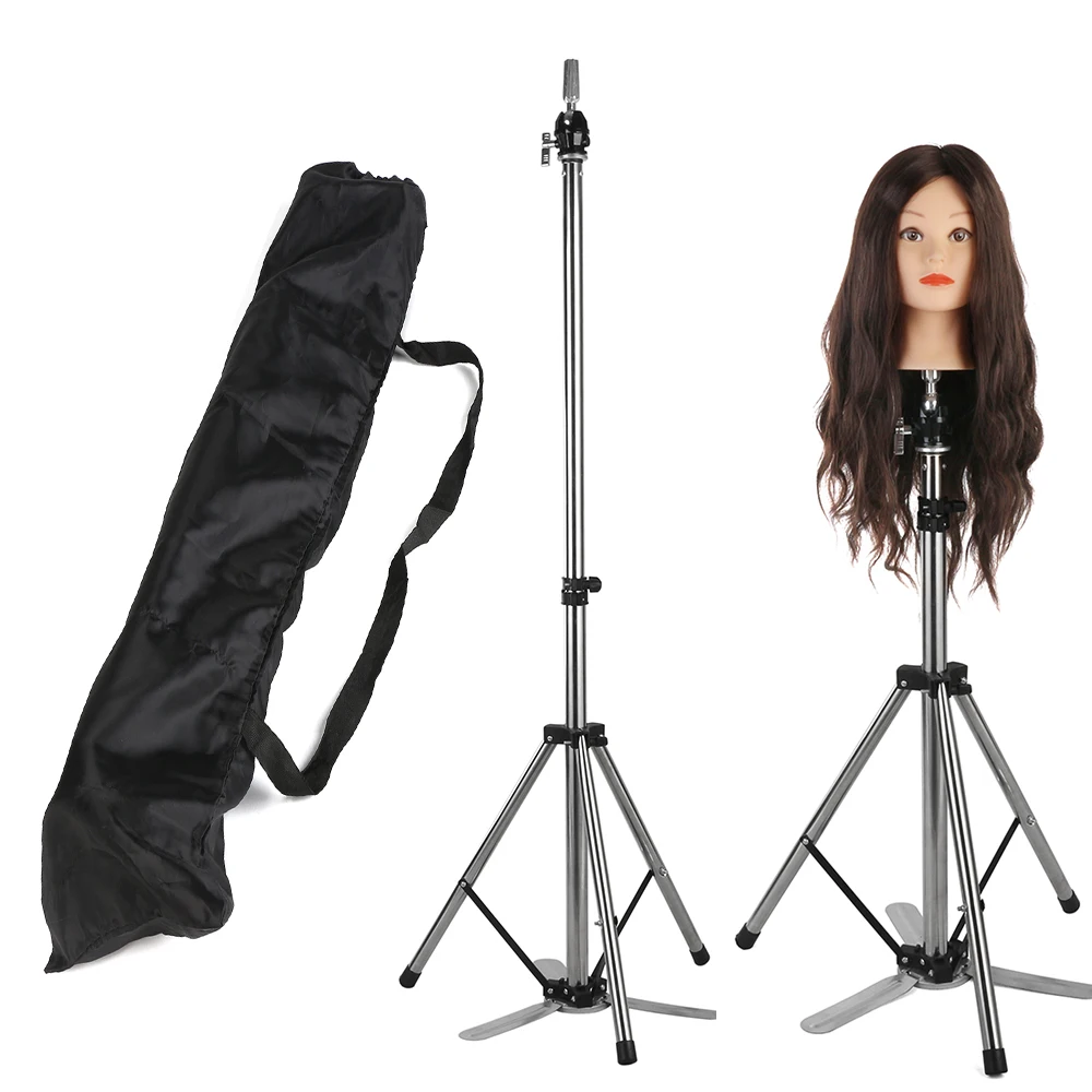 Adjustable Hair Salon Wig Tripod Stand Hairdressing Holder For