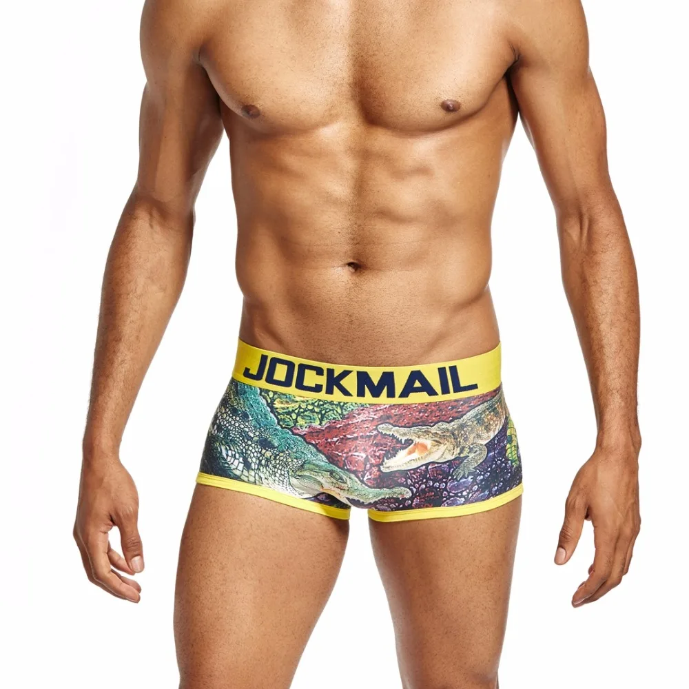 JOCKMAIL Брендовое Мужское нижнее белье боксеры с принтом calzoncillos hombre calcinha cueca боксеры masculina Трусики Шорты Гей Нижнее белье