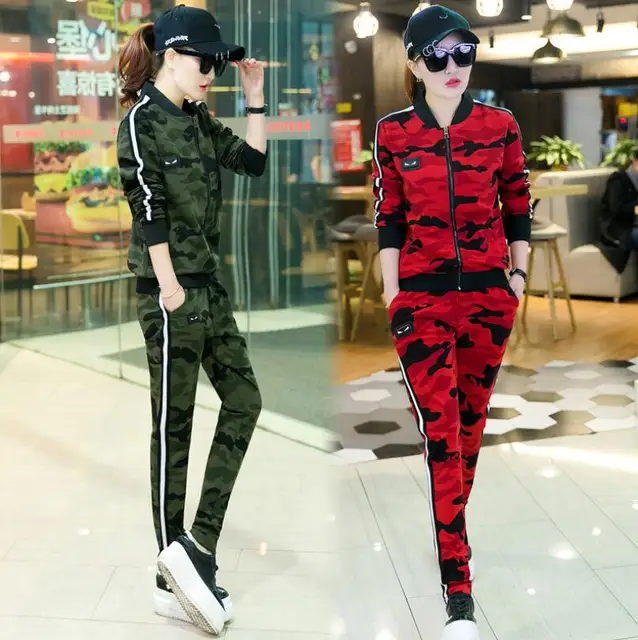 Best Price 2018 Women Spring Autumn Camouflage Suits Casual Army Green Jacket And Full Length Pants Female Tooling Two-piece suit p543 Best Price 2018 Women Spring Autumn Camouflage Suits Casual Army Green Jacket And Full Length Pants Female Tooling Two-piece suit p543