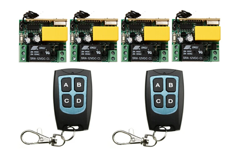 

New AC 220 v 1 ch RF wireless remote control switch 4 receiver +2 transmitter With 4 buttons