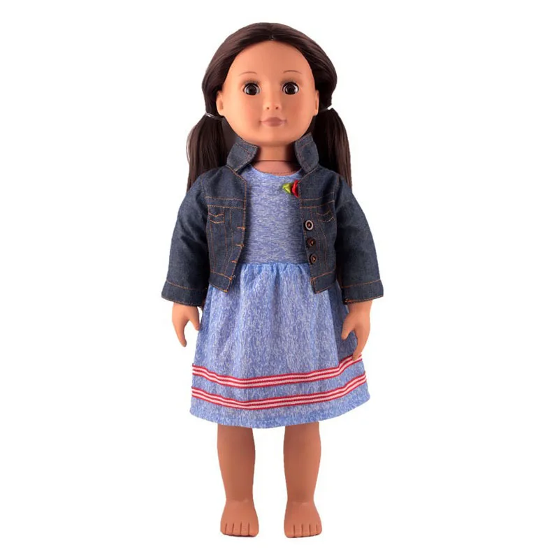 Одежда для кукол подходит 18 дюймов американская кукла или Куклы нашего поколения аксессуары джинсовое пальто и кружевное платье наряды для куклы 45 см
