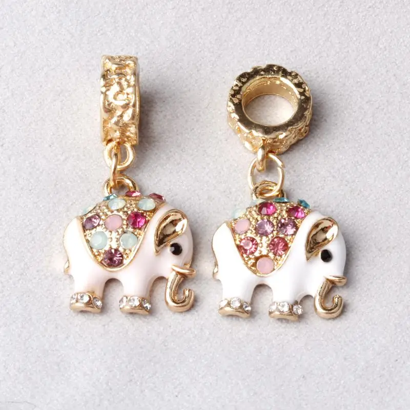 Free Shipping 1Pcs European Gold Plated Elephant Shape Pendant Crystal