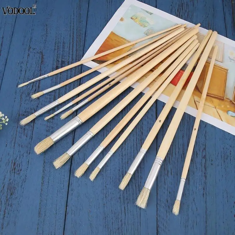 Beste 12 stks set Ronde Olie Verf Borstel voor Aquarel Olie Acryl Schilderen Pennen Penselen Art Kids Tekening Briefpapier Schoolbenodigdheden