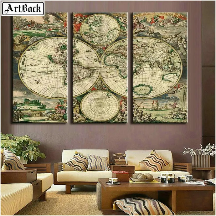 Триптих карта икона 5d алмазная живопись флаг США Солдат Патриот полная