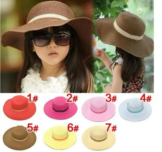 Children gilrs 7 colors Beach Hat Floppy Sun Hat Baby Summer Hats Kids