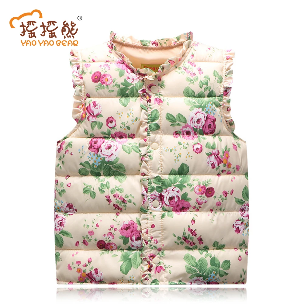Children's Girls Vests Cotton Warm Vest Kids Vests Baby Girls Sweet Floral Outerwear Top Girl