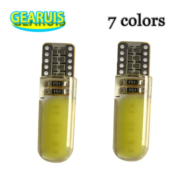 

100pcs wholesal T10 W5W Silicone Case 12 Chips 80MA COB LED Car Auto Parking light White Red blue 12V