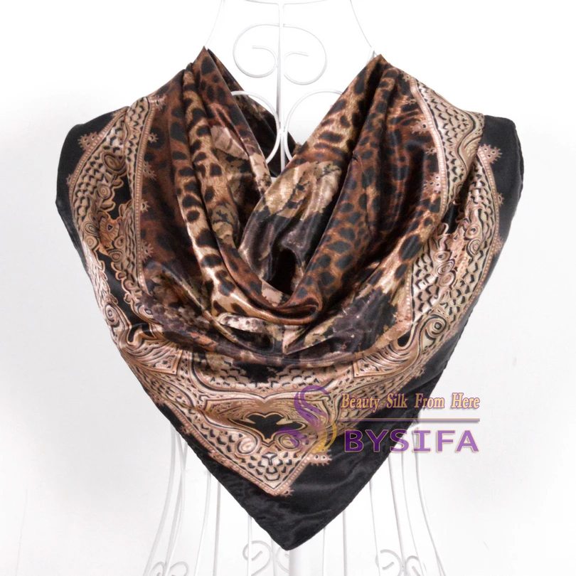 [BYSIFA] женские милые розовые фиолетовые квадратные шарфы осень зима атласные шарфы мусульманские платки 90*90 см креп, сатин, шелк шарф