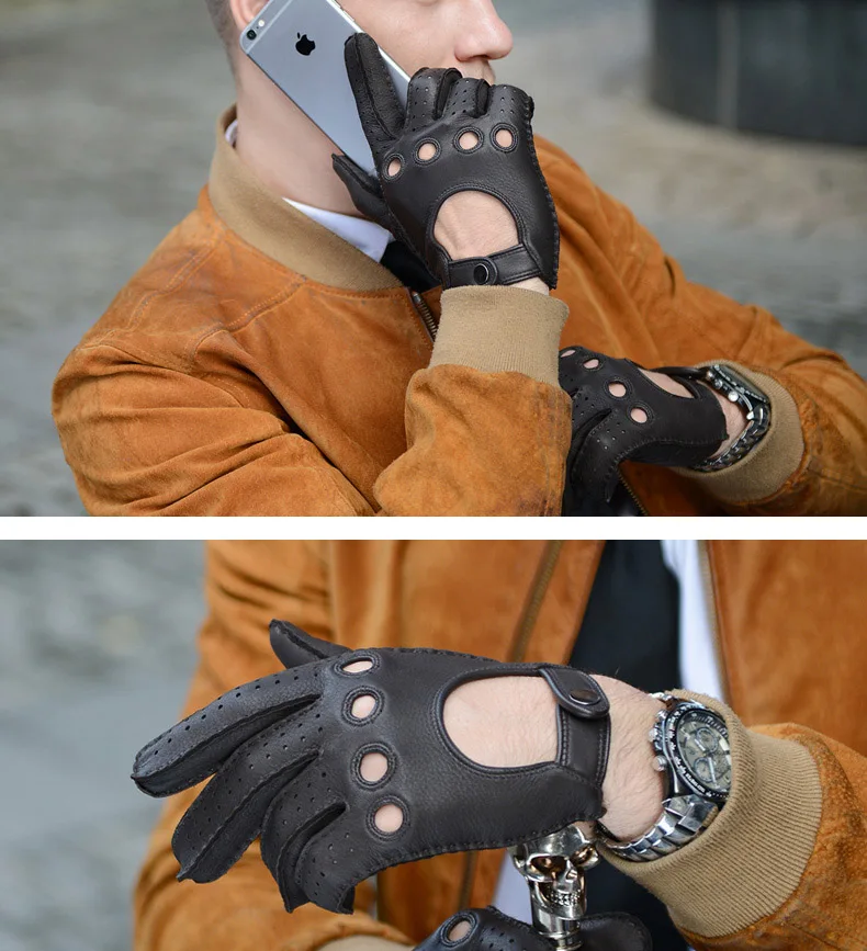 Модные осенне-зимние мужские перчатки из оленьей кожи, винтажные локомотивные перчатки, мотоциклетные кожаные перчатки, мужские M-55
