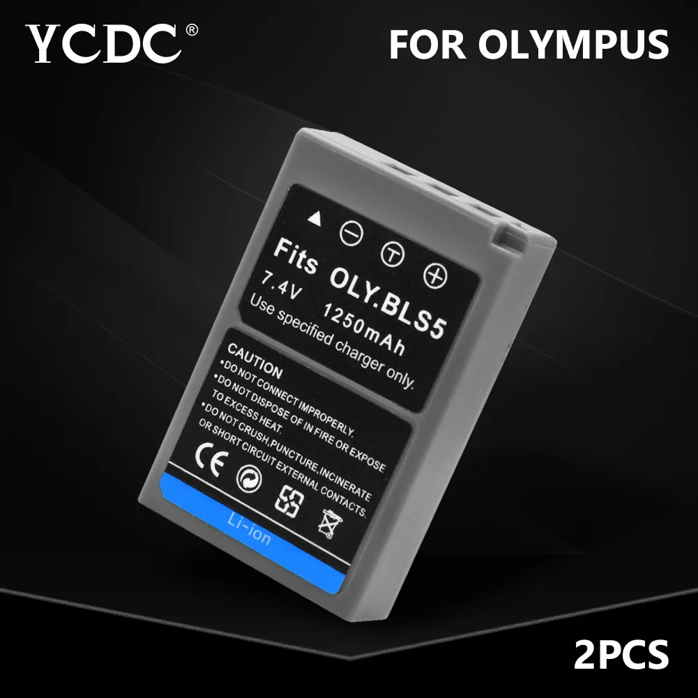 YCDC поле 2 шт. 7,4 В 1250 мАч PS-BLS5 BLS-5 литиевых Камера Батарея цифровой Камера Bateria Замена для Olympus PEN E-PL5 e-PL6 E-PL7