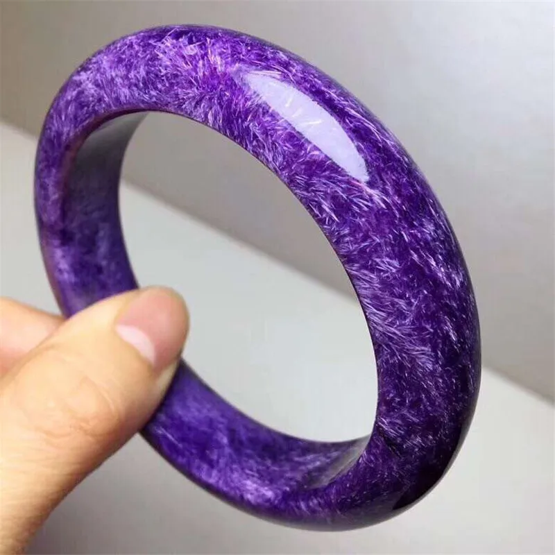 

56.5mm Genuine Natural Purple Charoite Bangles Gemstone Crystal 13.5x9.4mm Size For Women Female Gift Fashion Bangle Certificate