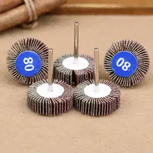 Jeu de disques à lamelles en papier de verre, 10 pièces, poignée, volet, polissage, outils rotatifs Dremel