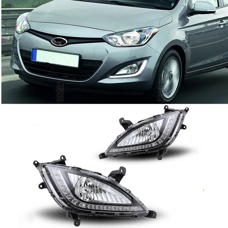 

Car-styling 12V 6000K LED DRL Daytime Running Light For Hyundai I20 2012 2013 Fog Lamp Frame Fog light Quality Assured